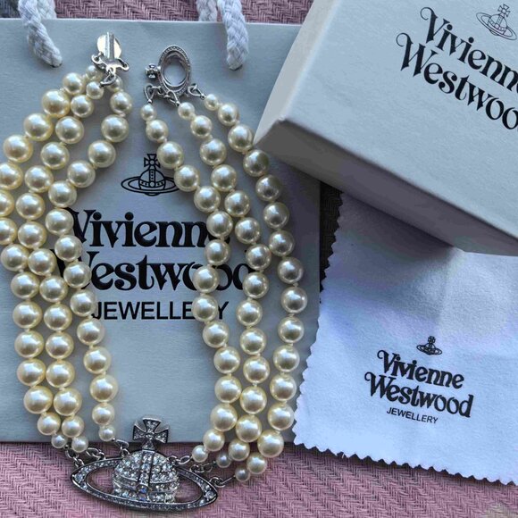 Women's Bas Relief Three-Row Embellished Necklace - Picture 1 of 5